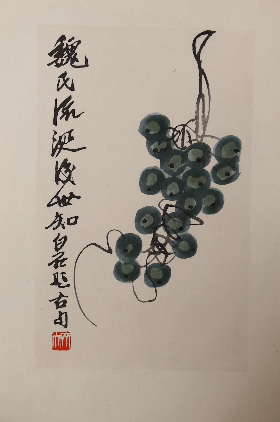 An album of Chinese prints, dated 1954 including Qi Baishi